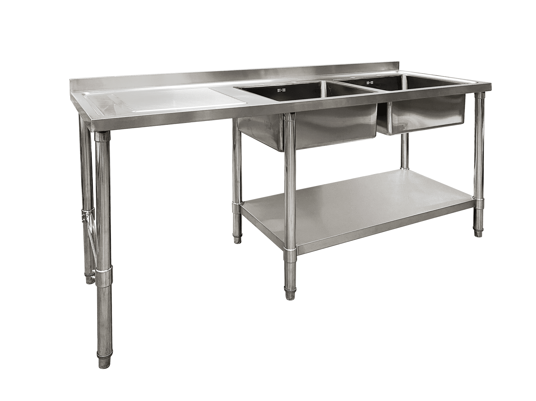 Double Bowl Commercial Sink For Dishwasher 1800x650x900mm Left Hand